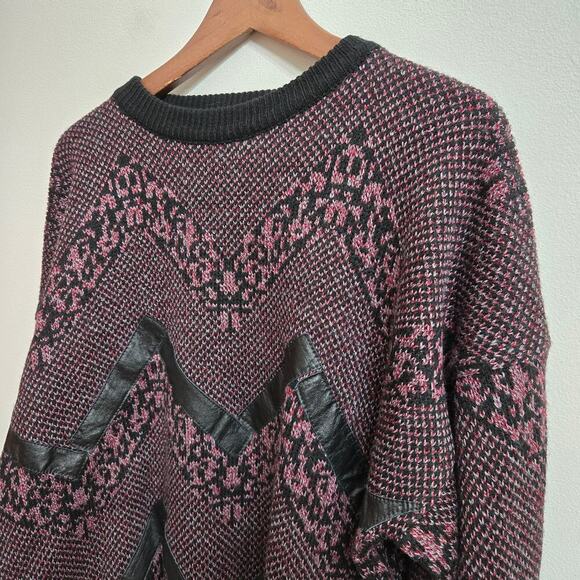 Marc Daniels Vintage 90s Patchwork Sweater Size M Eclectic Grandpa Fairy Grunge - Picture 4 of 11